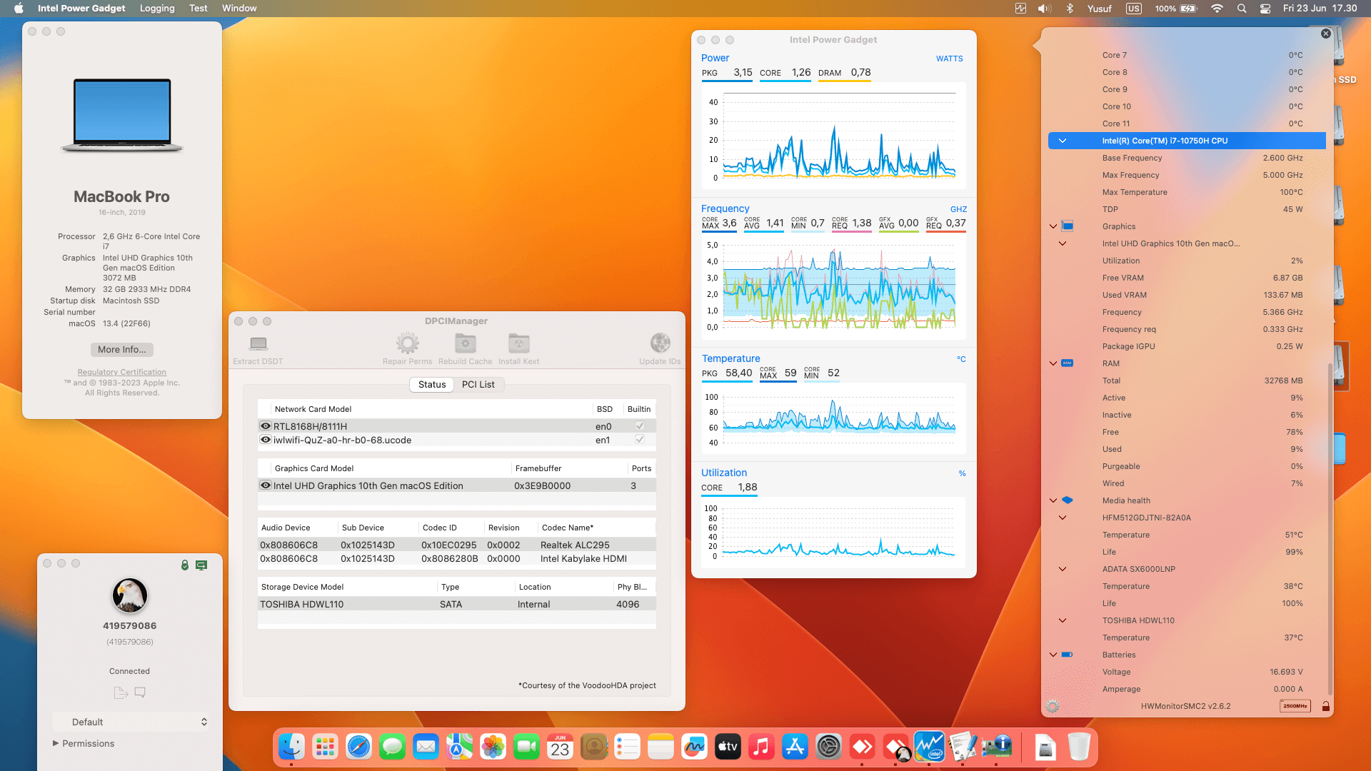 Success Hackintosh macOS Ventura 13.4 Build 22F66 in Acer Nitro 5 AN515-55-76SK